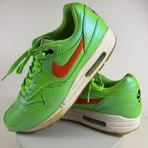 Nike Air Max 1 Green Orange Gum Sole Mens 10.5 Running Shoes 665874-400